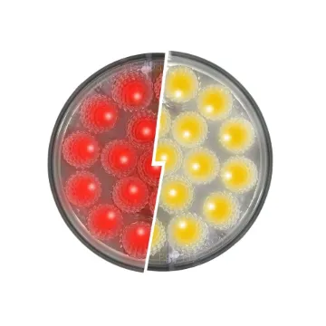 4" Round LED Light Dual Function Red/Amber Strobe Clear Lens 12-24 Volts