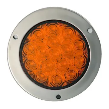 4â€ Round Amber, 16 SQ LED, 12 Volts, w / Mounting Bracket & Stainless steel ring