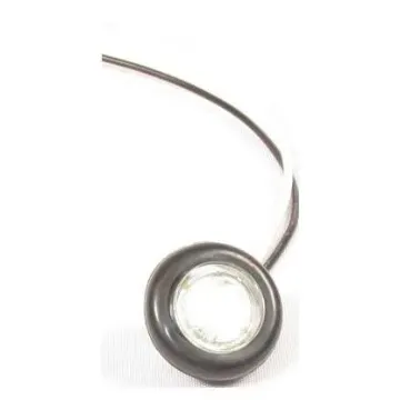 3/4" ROUND MARKER LIGHT FLAT 1 LED WHITE W/ GROMMET & CABLE